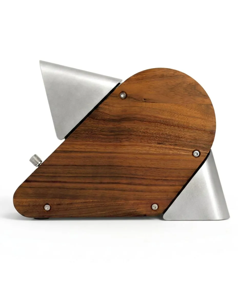 The LeShuffler automatic card shuffler in wood and metal, developed with Bang Creations