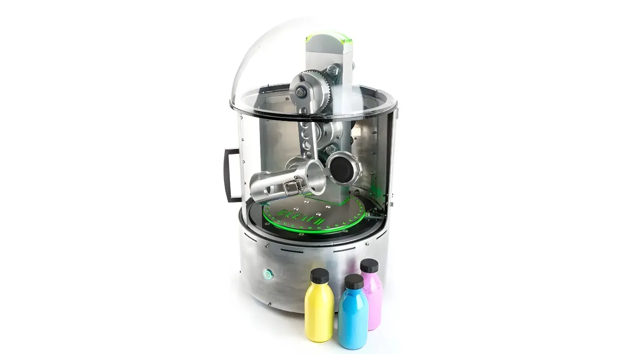 The Bleach London dye mixer with bottles of colour beside it